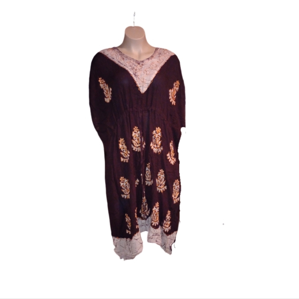 Embroidered Black and Orange Women's Kaftan